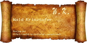 Wald Krisztofer névjegykártya